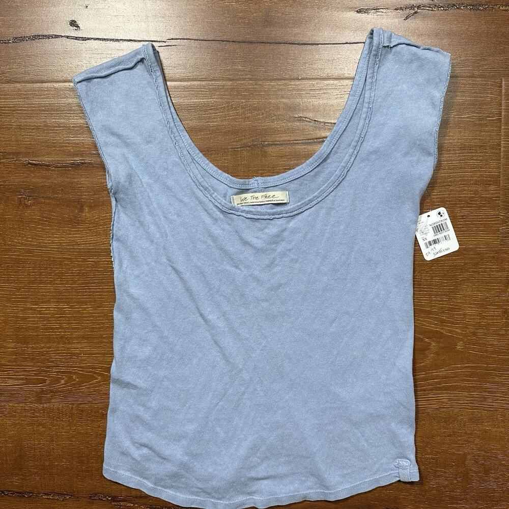We The Free Tank Top Womens XS Blue Round Neck Retro Classic Alt Layer Y2K City
